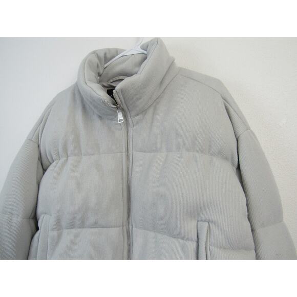 Anthropologie Bagatelle NYC Zip Up Puffer Jacket Size Large in Light Grey - Picture 5 of 7